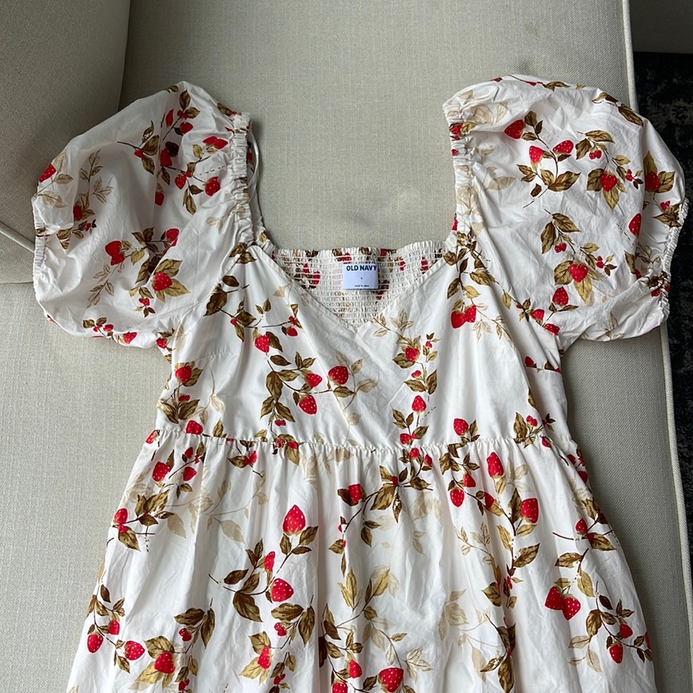 Strawberry Puff Sleeve Dress